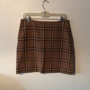 Ann Taylor | Plaid Skirt | tan black windowpane